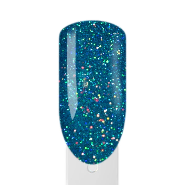 
UV Nagellack Rainbow Blau mit sichtbarem Farbwechsel und Holo-Effekt im Licht