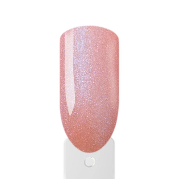 Makroaufnahme von Creme Rosé Glitzer Gel mit feinem Schimmer und glatter Oberfläche