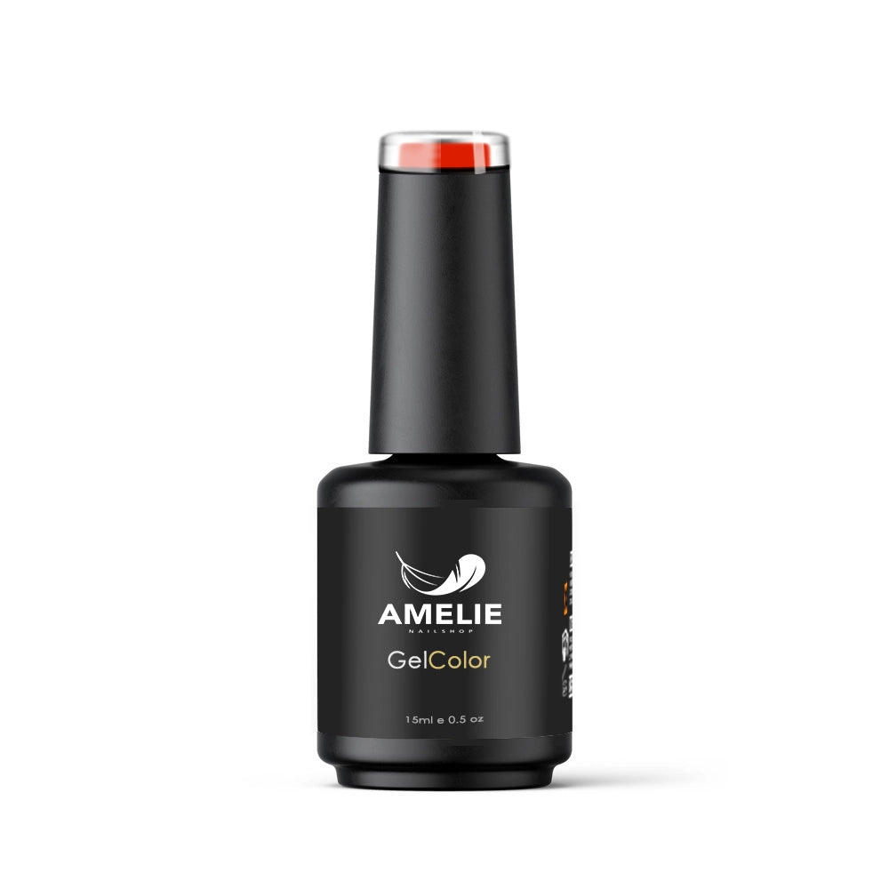 Amelie Nailshop UV Nagellack Helles Rot 15 ml Flasche in hellem, frischem Studio-Setting