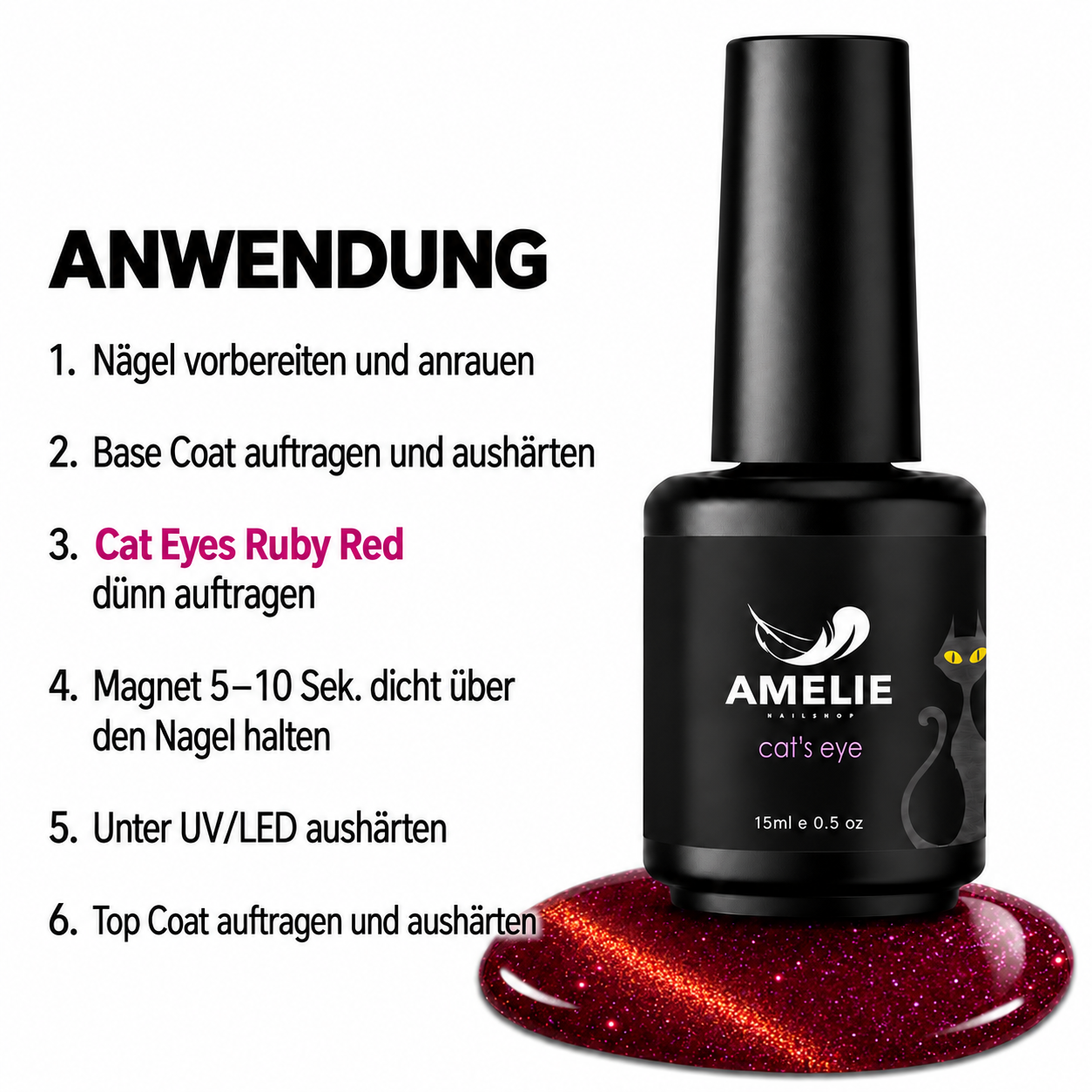 Amelie Nails Cat Eyes Ruby Red 313* 15ml