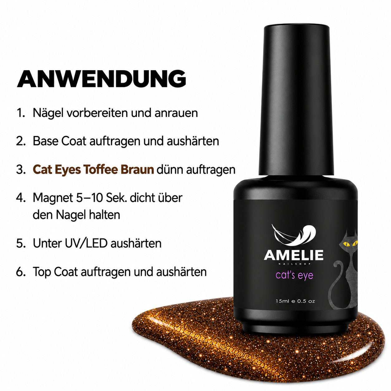Amelie Nails Cat Eyes Toffee Braun  415* 15ml
