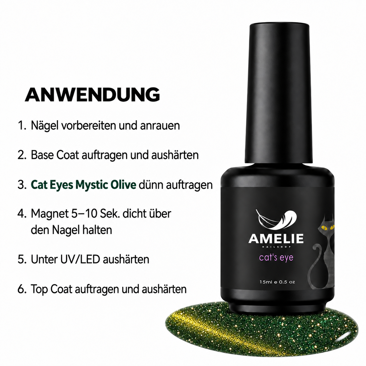 Amelie Nails Cat Eyes Mystic Olive 404* 15ml
