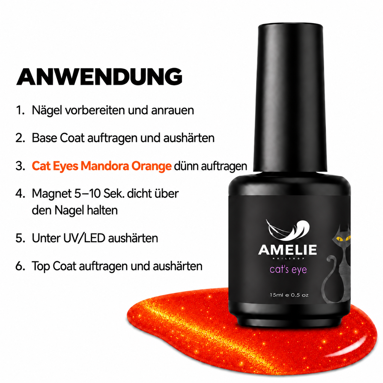 Amelie Nails Cat Eyes Mandora Orange 148* 10ml