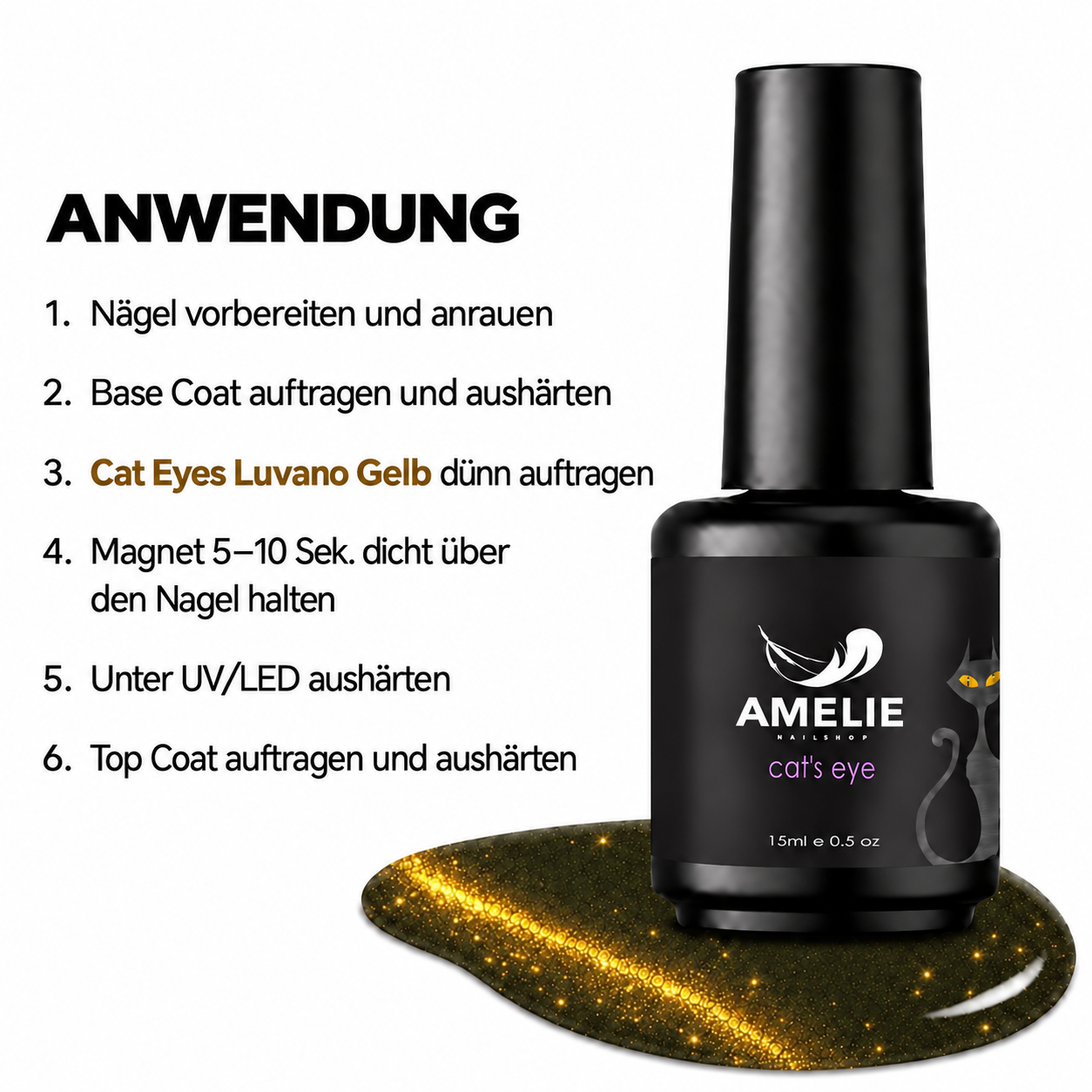 Amelie Nails Cat Eyes Luvano Gelb 144* 15ml