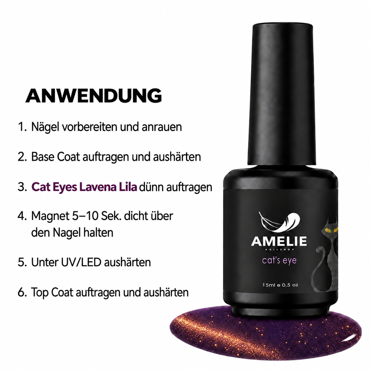 Amelie Nails Cat Eyes Lavena Lila 136* 15ml