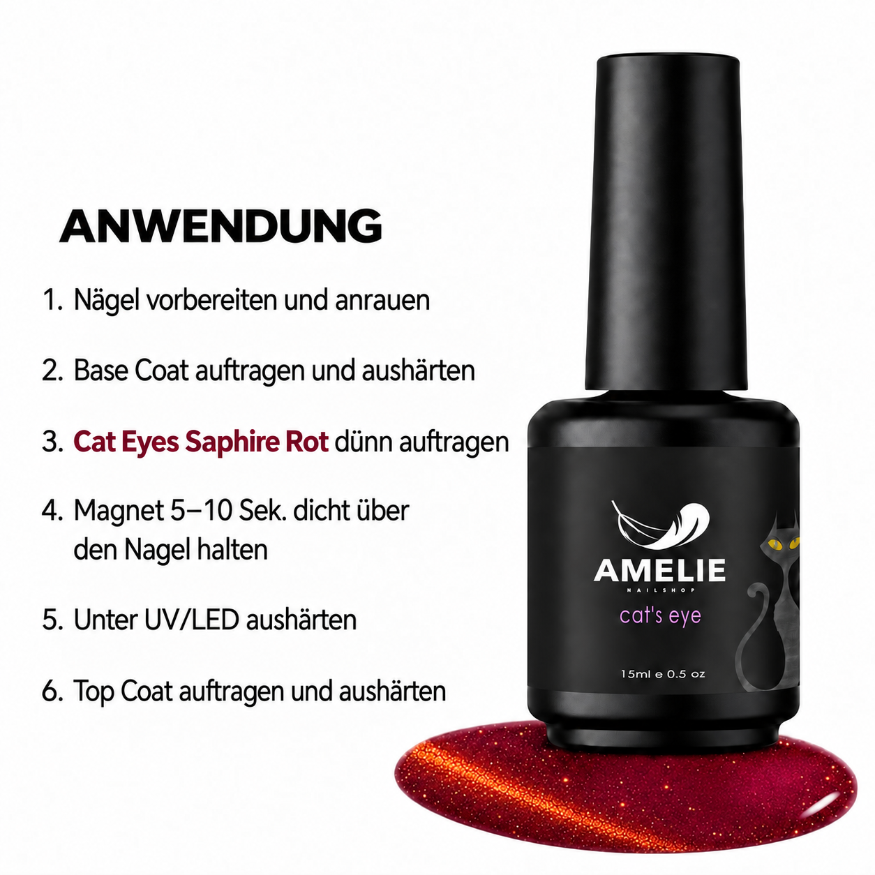 Amelie Nails Cat Eyes Saphire Rot 132* 15ml