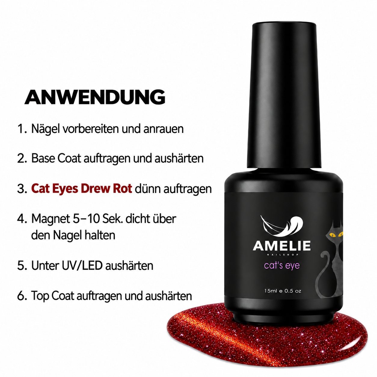 Amelie Nails Cat Eyes Gel Drew Rot 123* 15ml