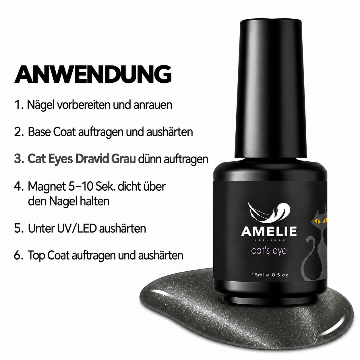 Amelie Nails Cat Eyes Dravid Grau 113* 15ml