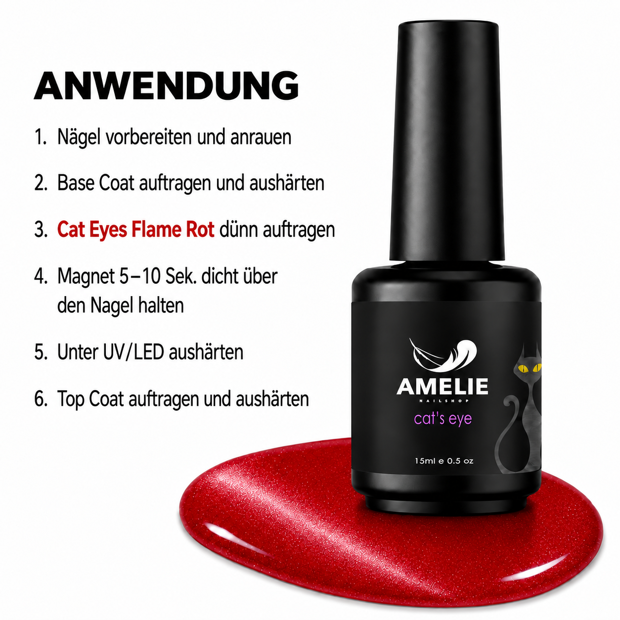 Amelie Nails Cat Eyes Flame Rot 108* 15ml