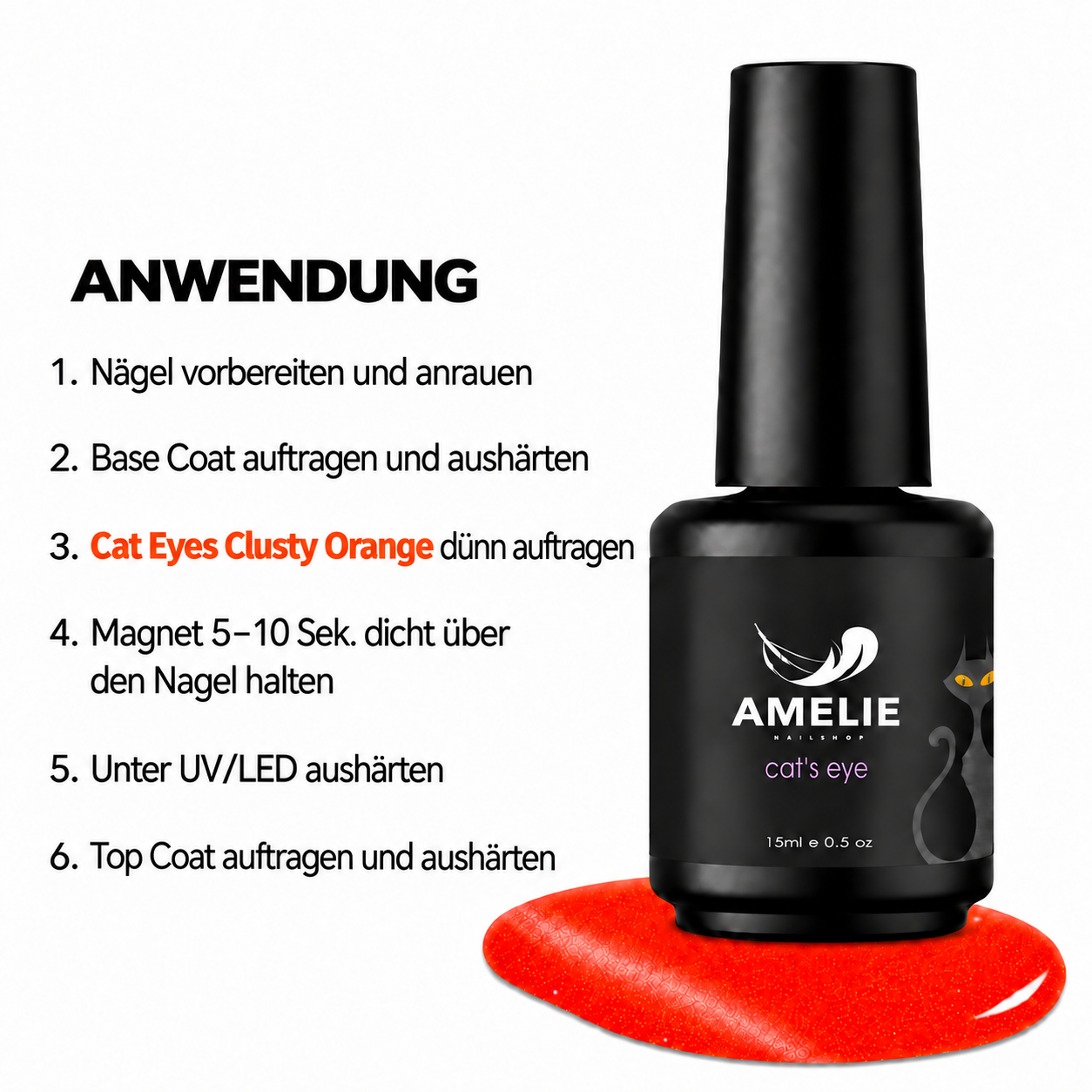 Amelie Nails Cat Eyes Clusty Orange  105* 10ml
