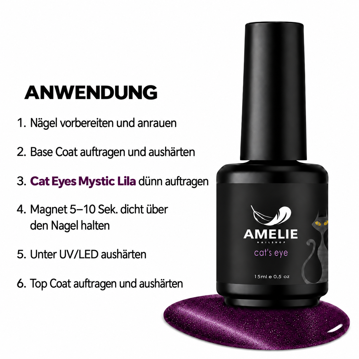 Amelie Nails Cat Eyes Mystic Lila 90* 15ml