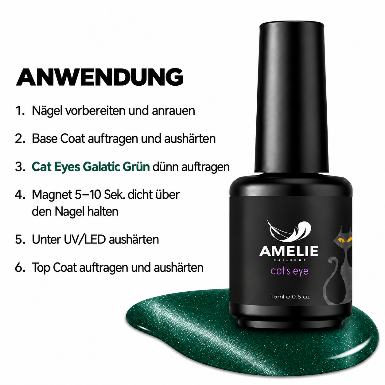 Amelie Nails Cat Eyes Galatic Grün 86* 10ml