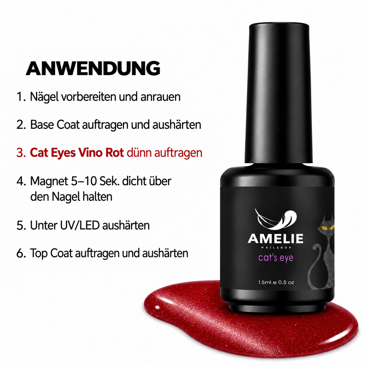 Amelie Nails Cat Eyes Vino Rot 73* 15ml
