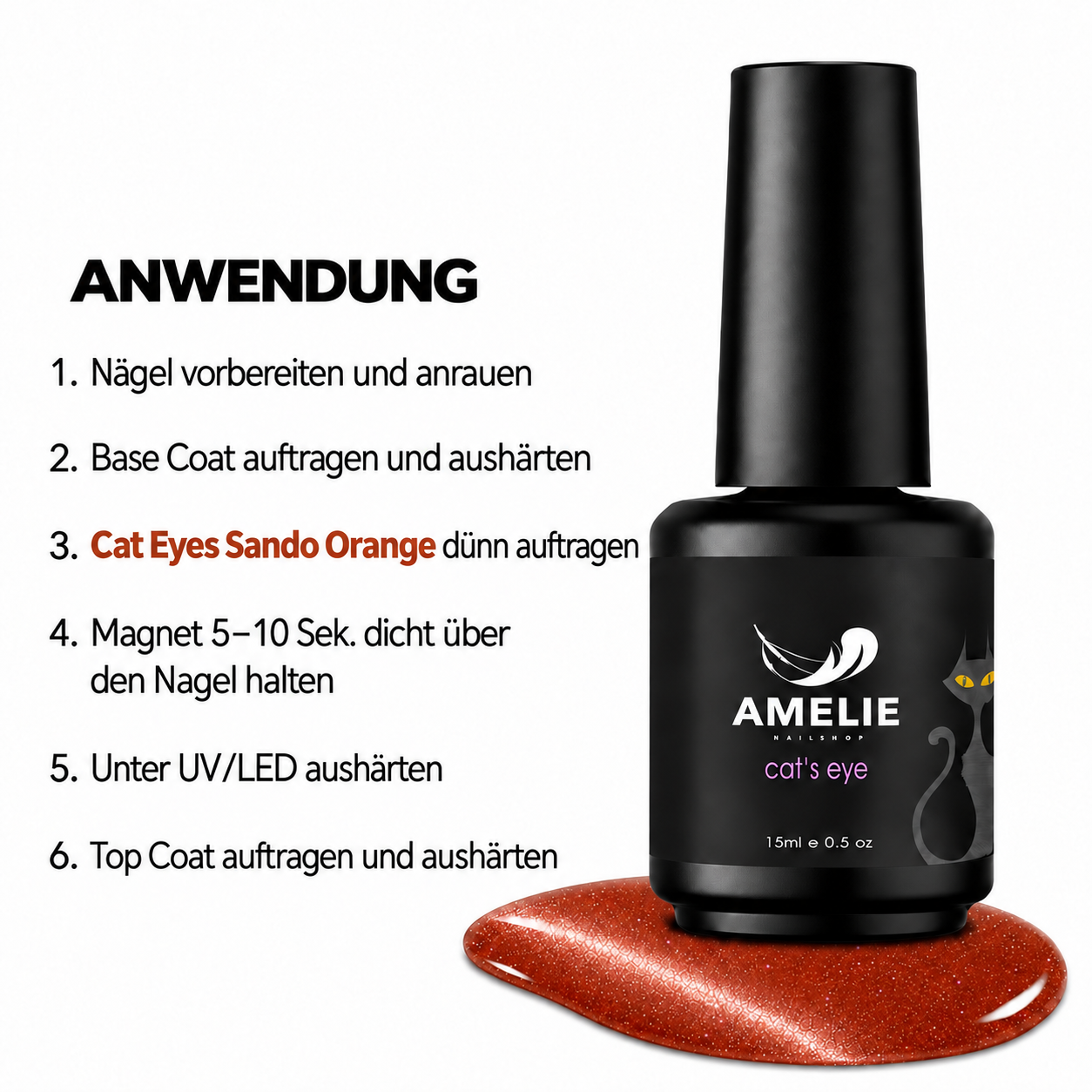 Amelie Nails Cat Eyes Sando Orange 71* 15ml