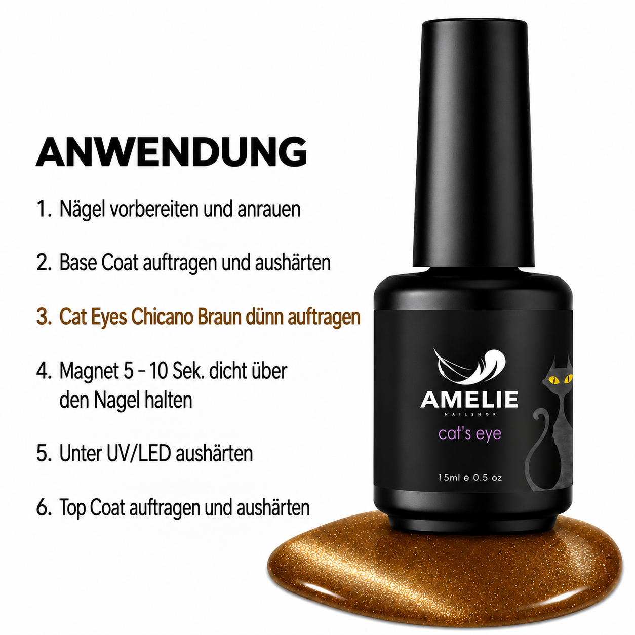 Amelie Nails Cat Eyes Chicano Braun  65* 15ml
