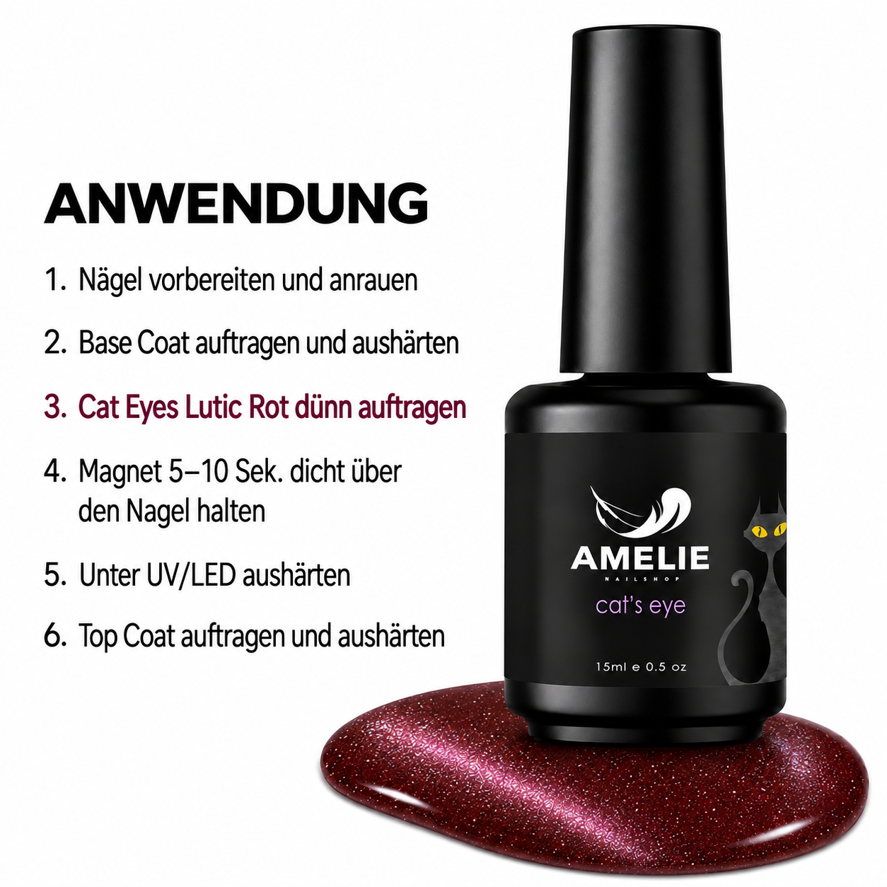 Amelie Nails Cat Eyes Lutic Rot 64* 10ml
