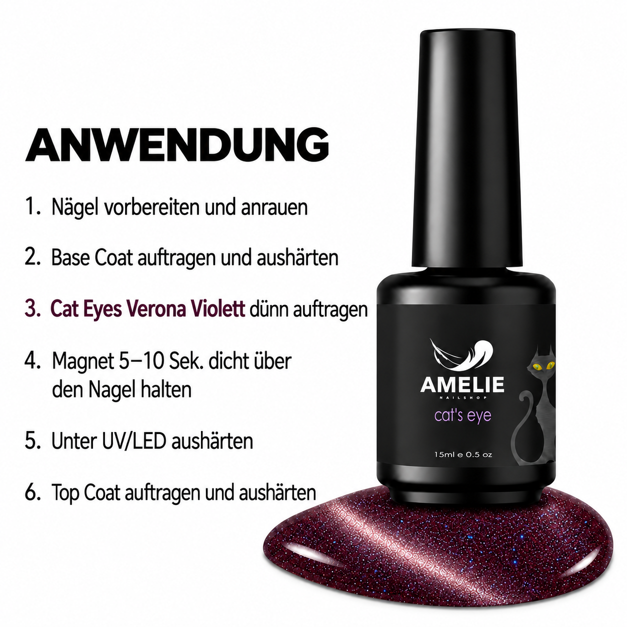 Amelie Nails Cat Eyes Verona Violett  50* 10ml