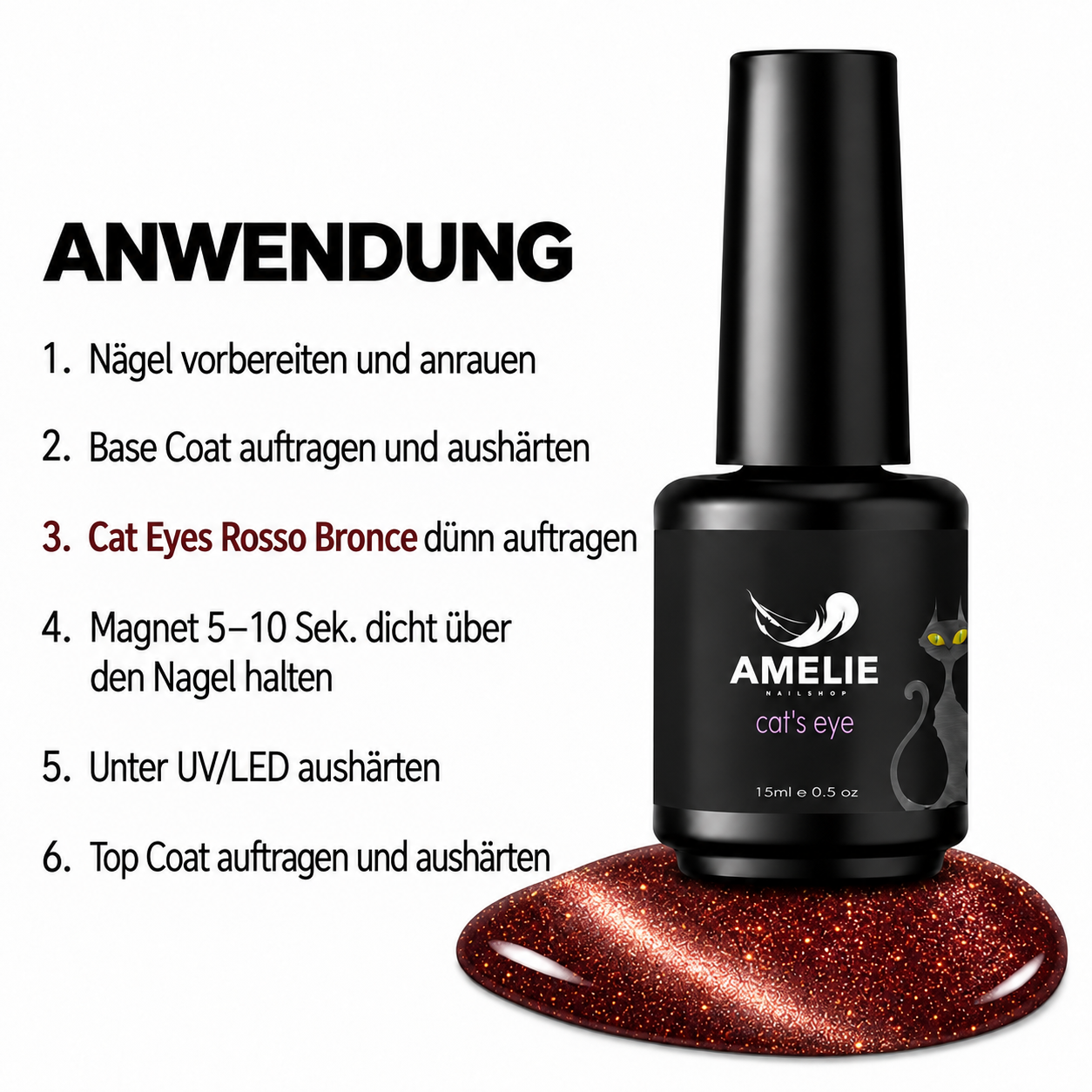 Amelie Nails Cat Eyes Rosso Bronce 49* 15ml