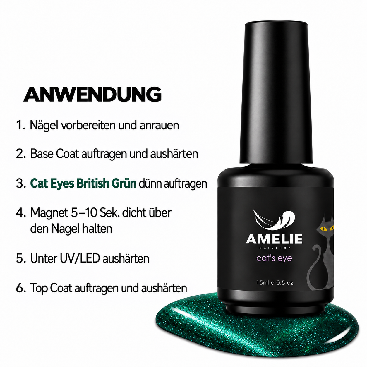 Amelie Nails Cat Eyes British Grün 39* 15ml