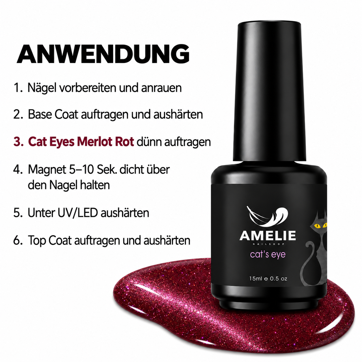 Amelie Nails Cat Eyes Merlot Rot 35* 10ml