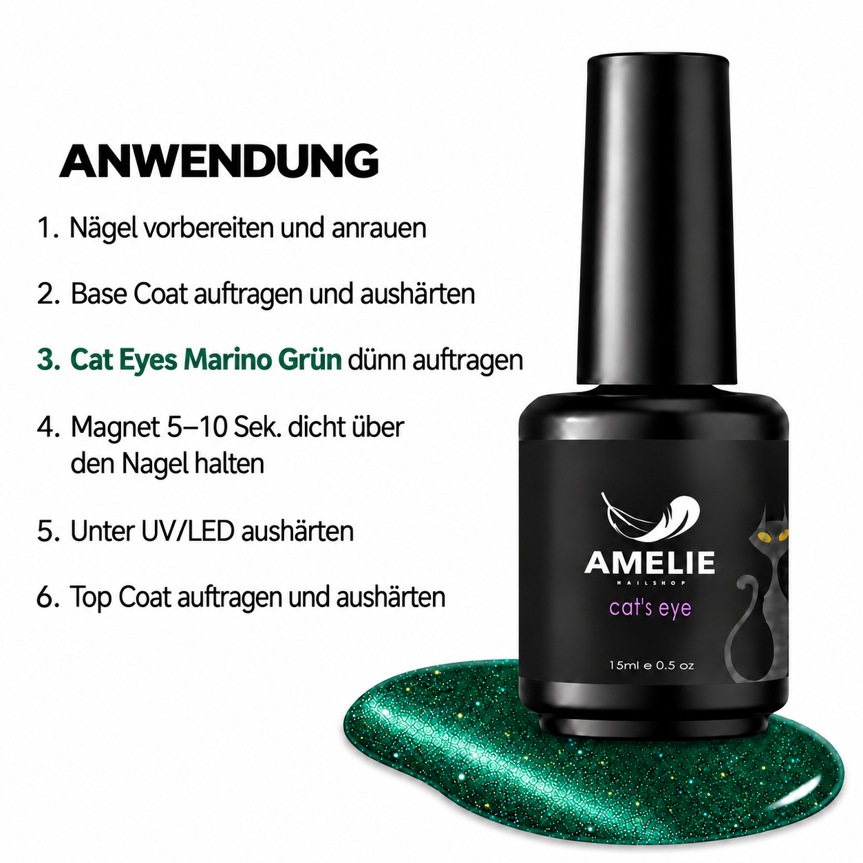 Amelie Nails Cat Eyes Marino Grün 37* 15ml