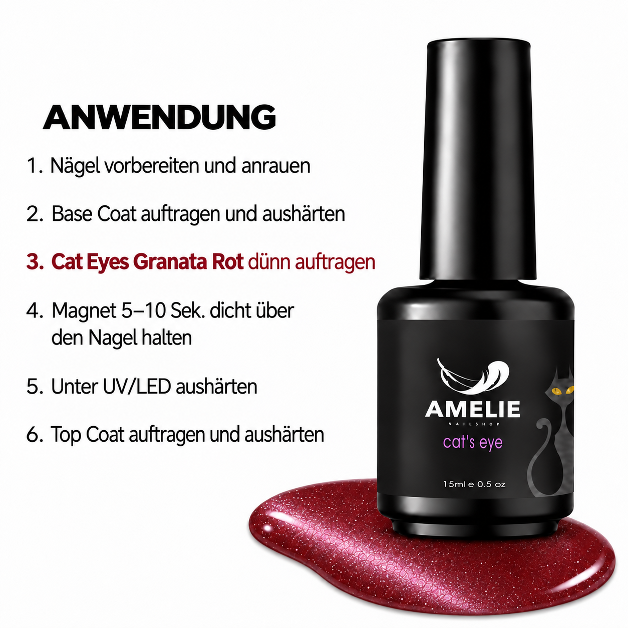 Amelie Nails Cat Eyes Granata Rot 33* 15ml