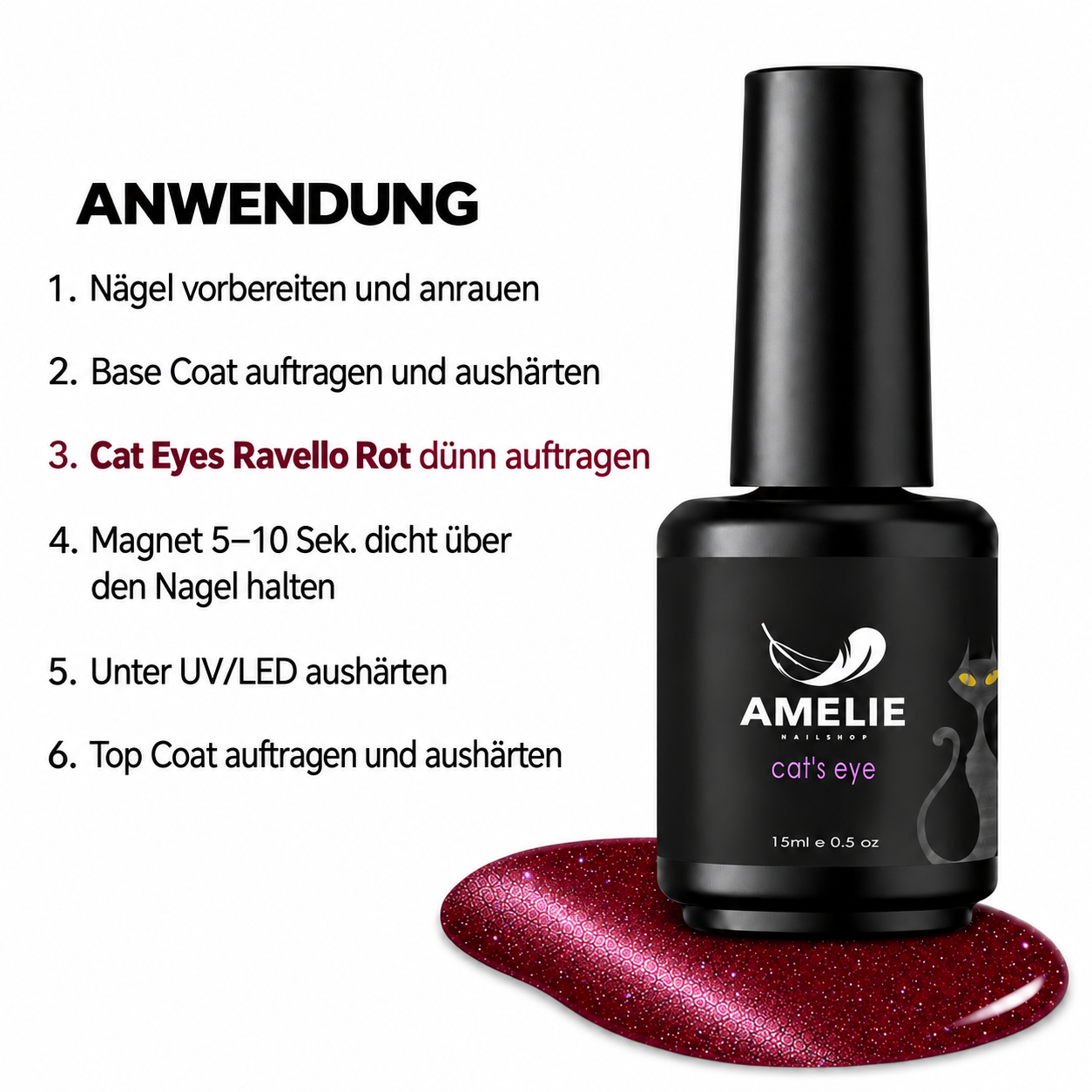 Amelie Nails Cat Eyes Ravello Rot   30* 15ml