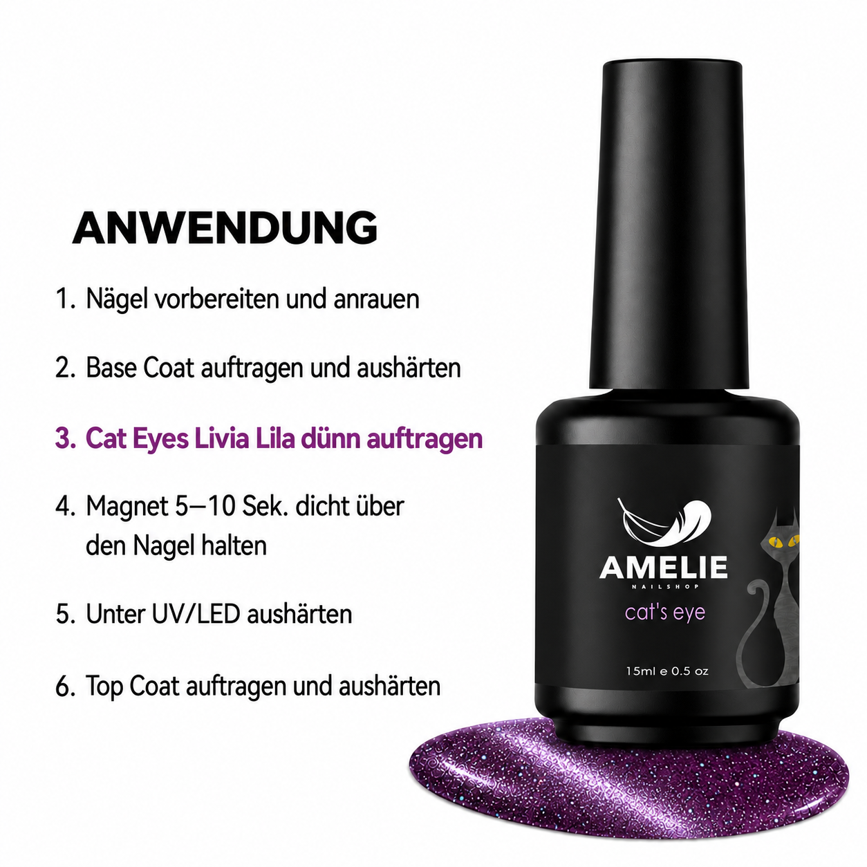 Amelie Nails Cat Eyes Livia Lila 29* 15ml