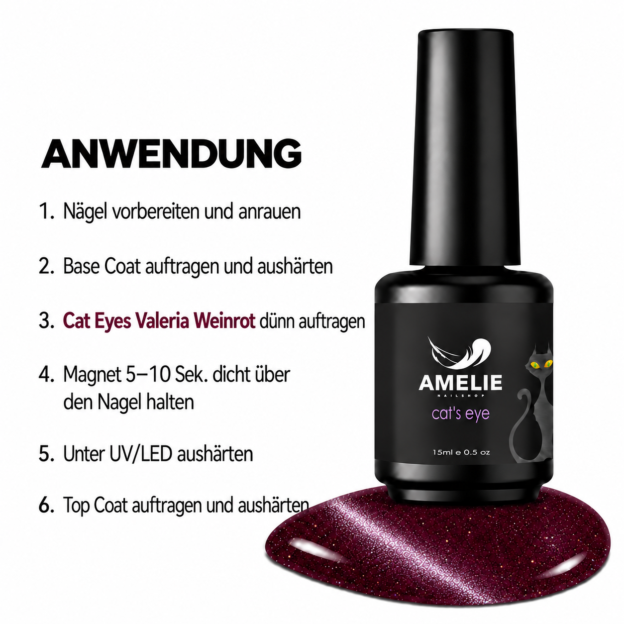 Amelie Nails Cat Eyes Valeria Weinrot 19* 15ml
