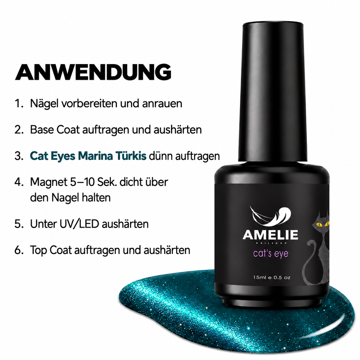 Amelie Nails Cat Eyes Marina Türkis   13* 15ml