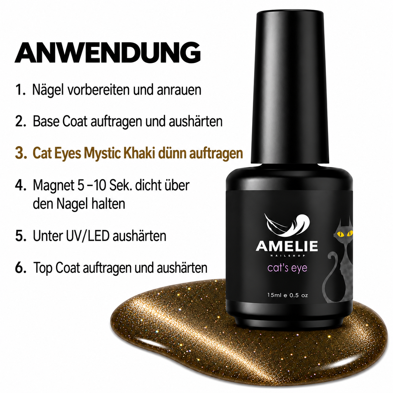 Amelie Nails Cat Eyes  Mystic Khaki 08* 15ml