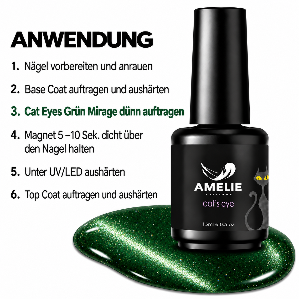 Cat Eyes Gel Polish Grün Mirage 02* 15ml