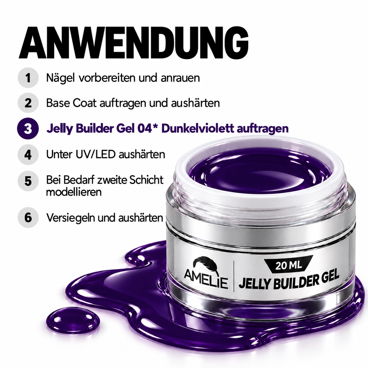 Amelie Nails Jelly Builder Gel 04 – Dunkelviolett 20 ml