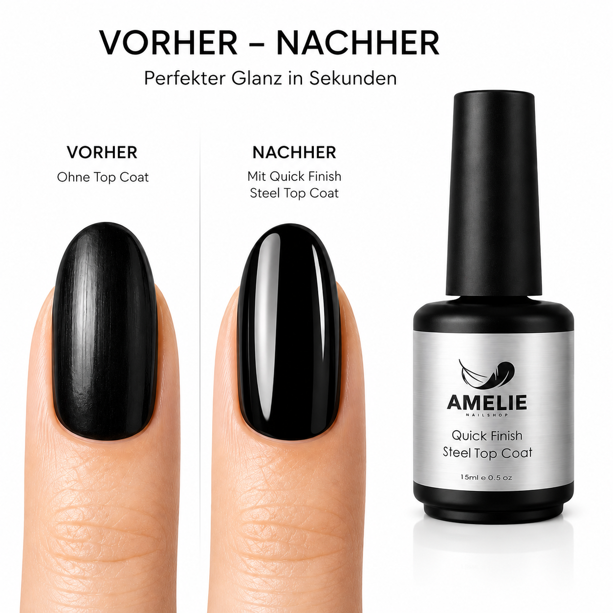 Amelie Nails Quick Finish Steel Top Coat "ohne Schwitzschicht" 15ml