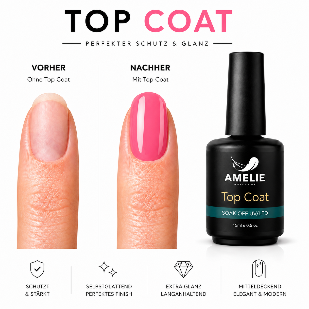 Amelie Nails Nude Top Coat Pink 11* 15ml