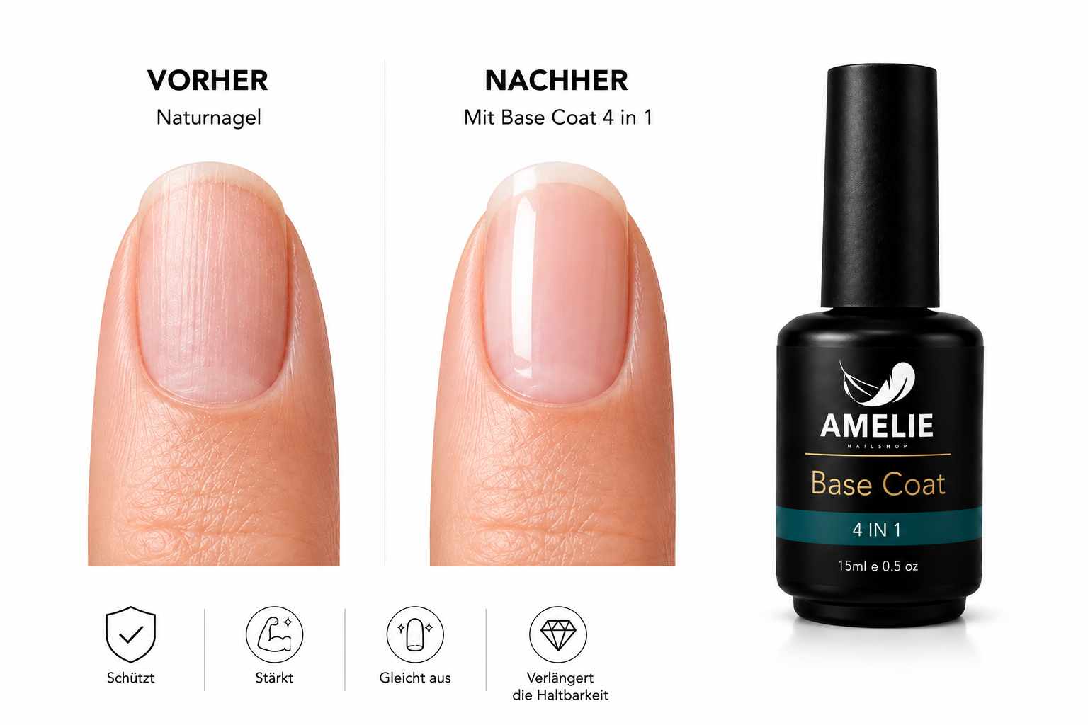 Amelie Nails Base Coat 4 in 1  15ml