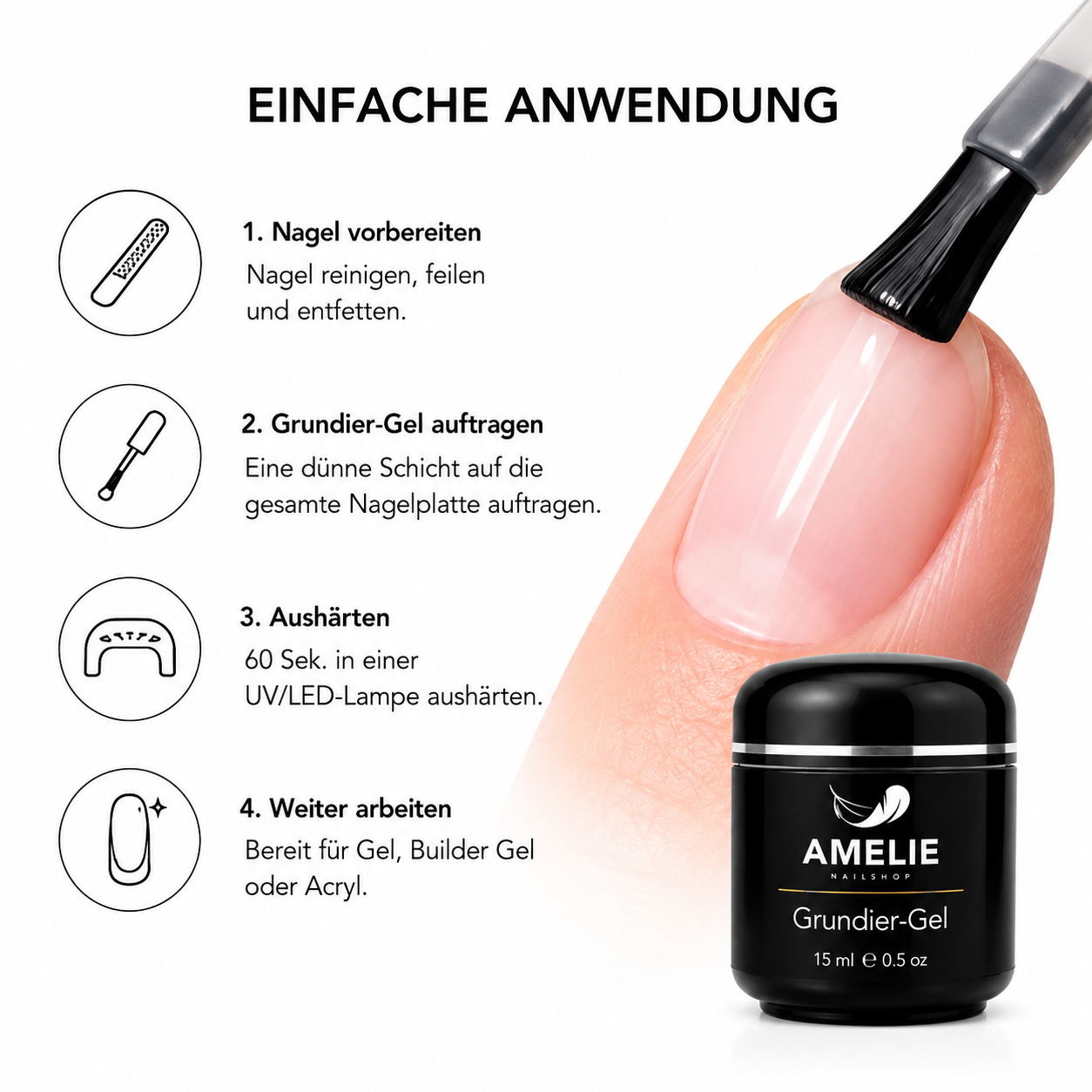 Amelie Nails Grundiergel Klar – Haftgel 15ml
