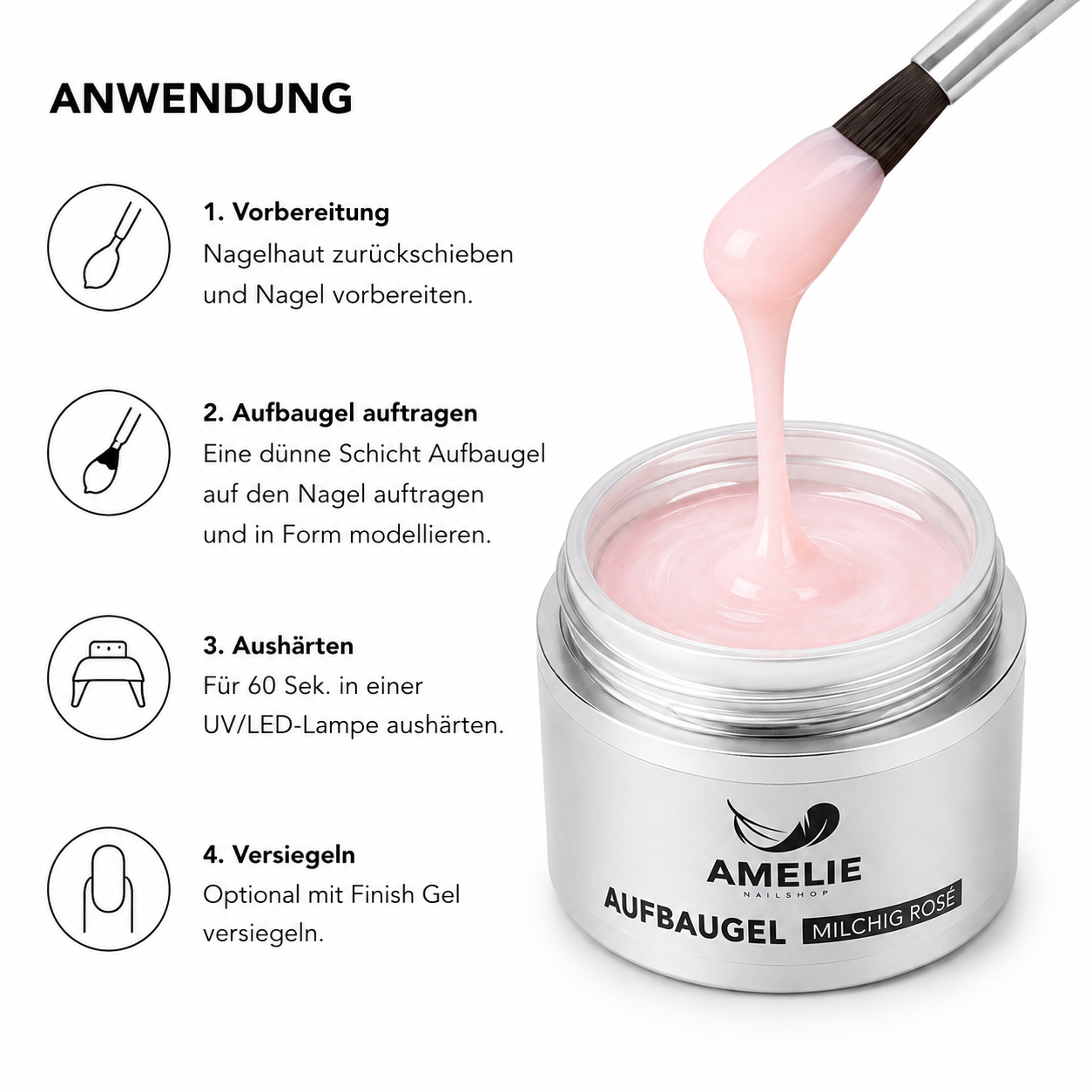 Amelie Nails Aufbaugel UV Gel milchig Rose