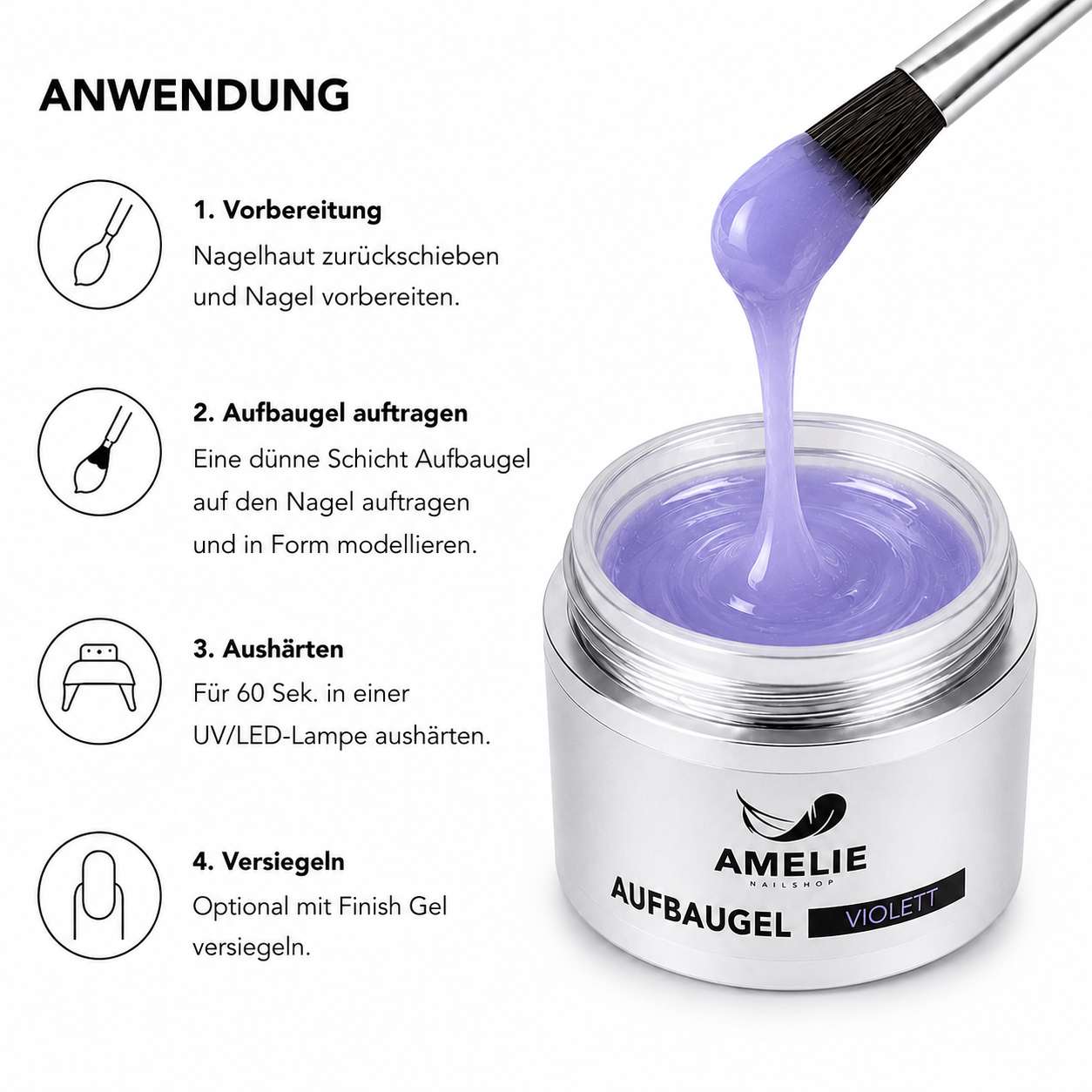 Amelie Nails Aufbaugel Violett UV Gel Builder Gel