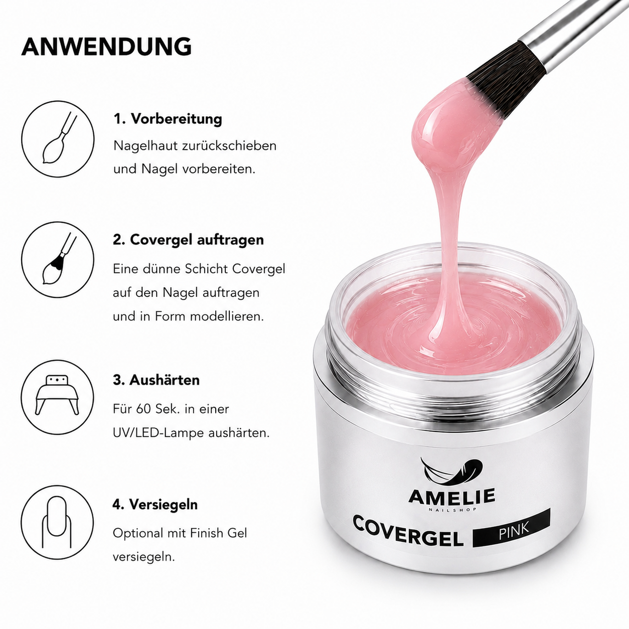 Amelie Nails Covergel UV Gel Pink