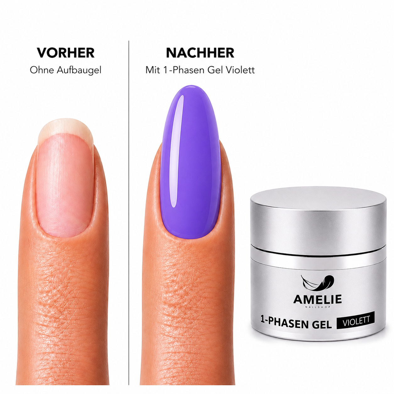 Amelie Nails 1-Phasengel Violett UV Gel Aufbau