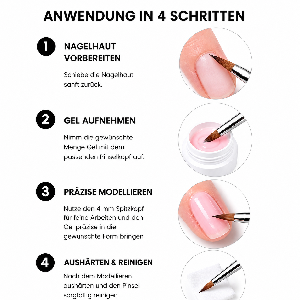 Amelie Nails Gel-Pinsel - Pink Glitzer Gr.4