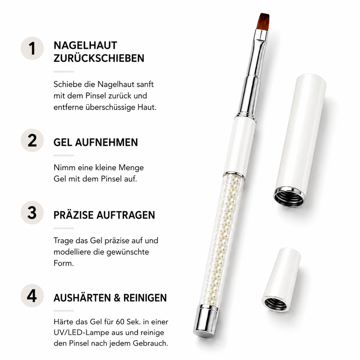 Amelie Nails Gel-Pinsel - White Pearl