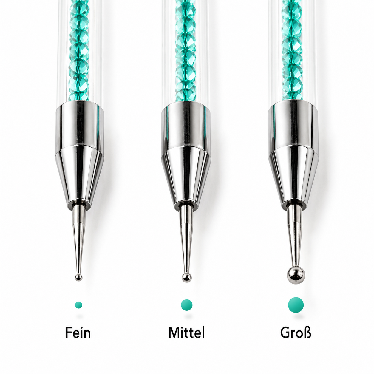 Twister-Swirl Nailart Pinsel - Grüne Perlen 3er Set