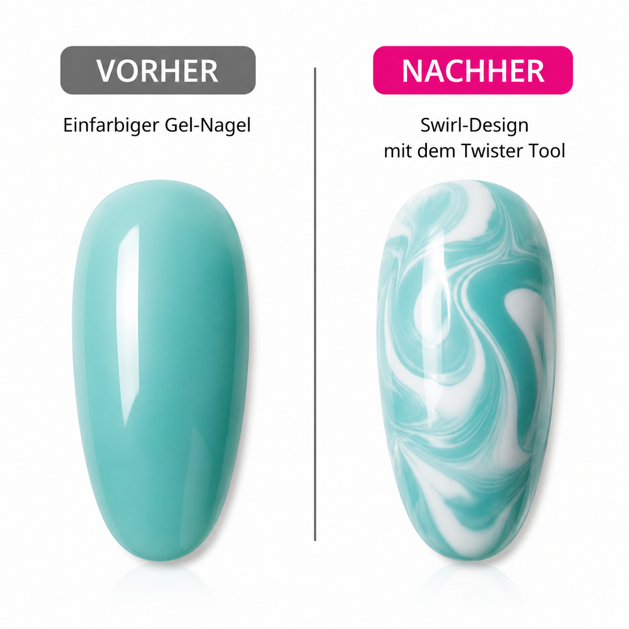 Twister-Swirl Nailart Pinsel - Grüne Perlen 3er Set