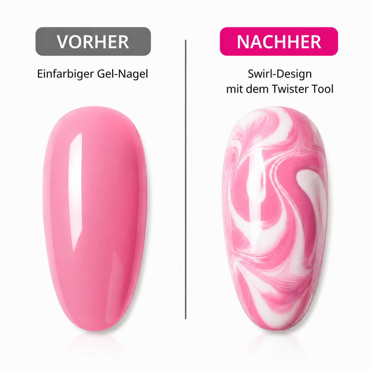 Twister-Swirl Nailart Pinsel - Pinke Perlen 3er Set