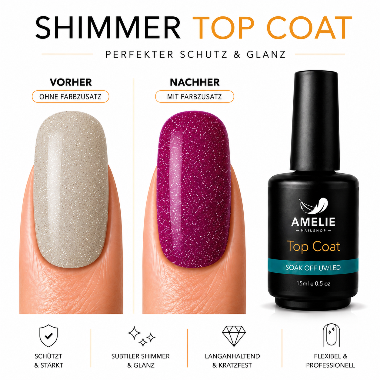 Amelie Nails Shimmer Top Coat Versiegler 01* 15ml