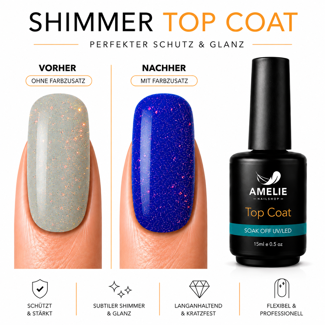 Amelie Nails Shimmer Top Coat Versiegler 22* 15ml