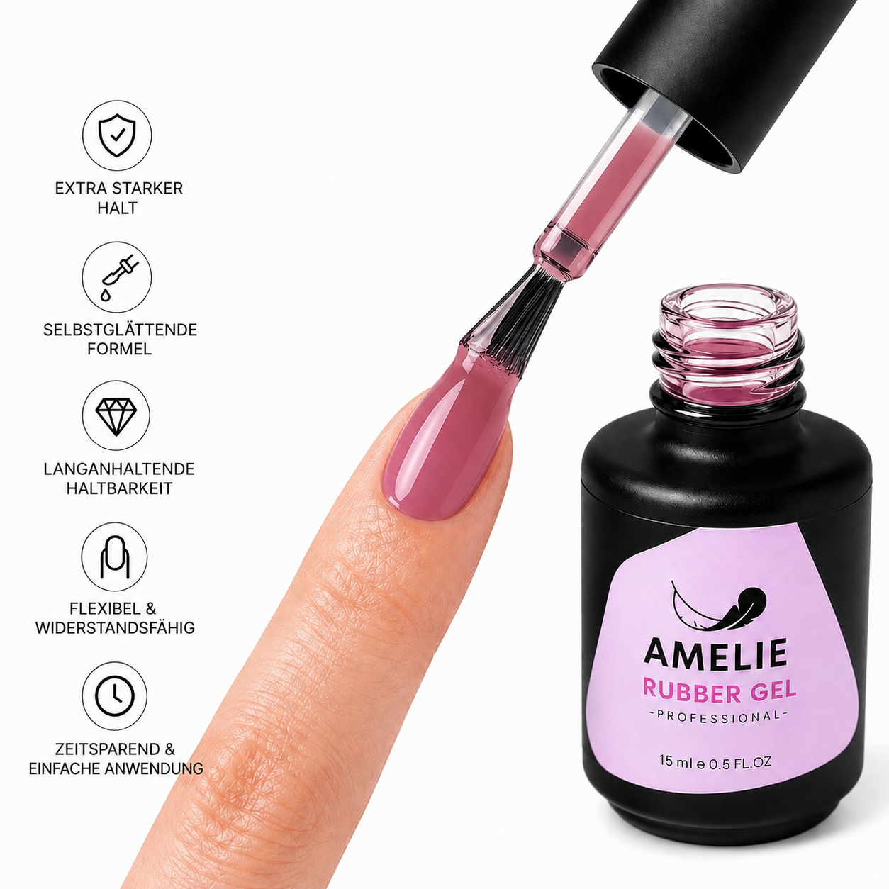 Amelie Nails Rubber Base Gel - No Separation Dark Rose 33* 15ml