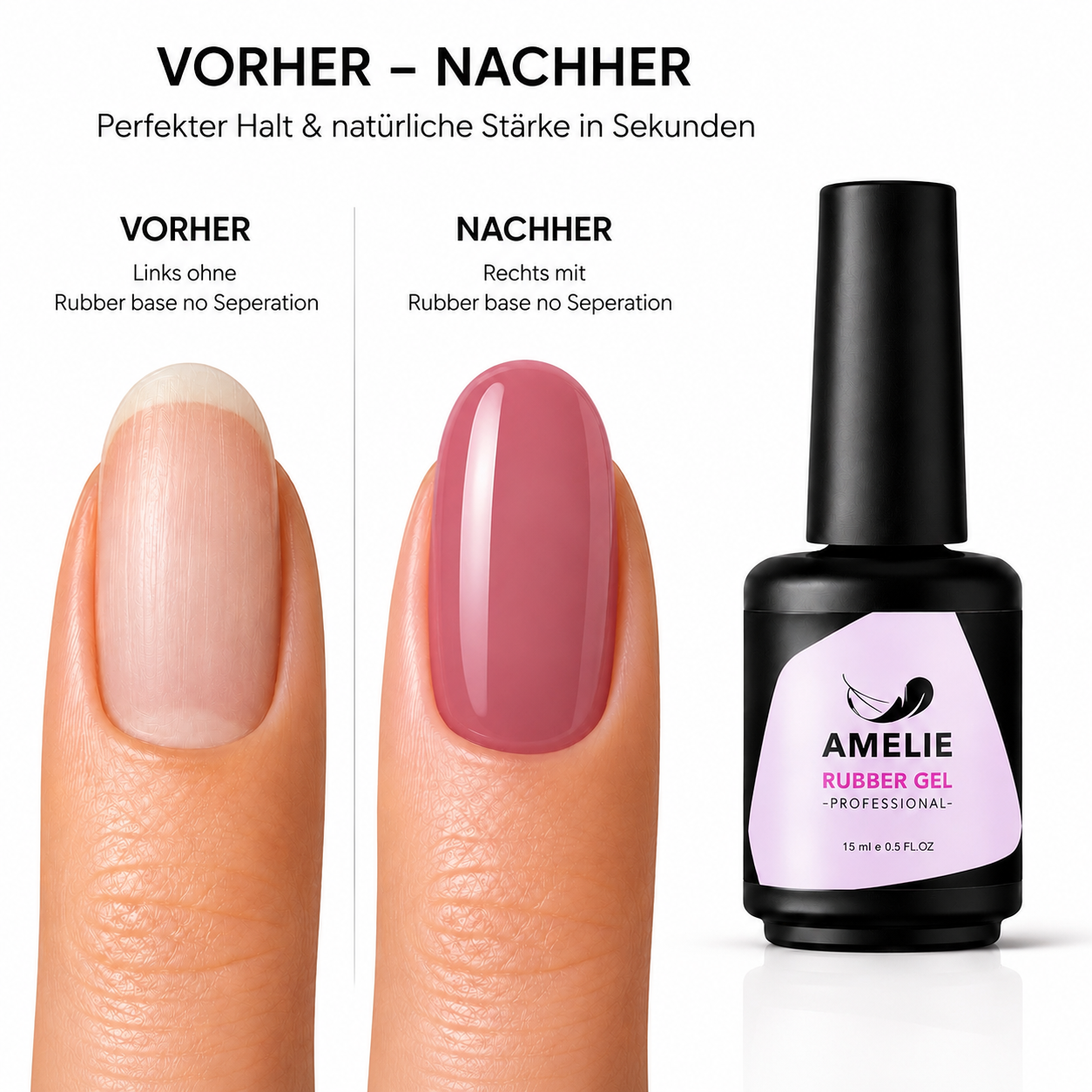 Amelie Nails Rubber Base Ge No Separation Medium Rose 16* 15ml